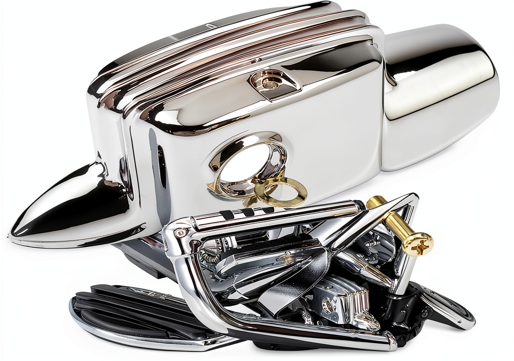 HCMotorku Chrome Rear Brake Master Cylinder Cover on a Harley