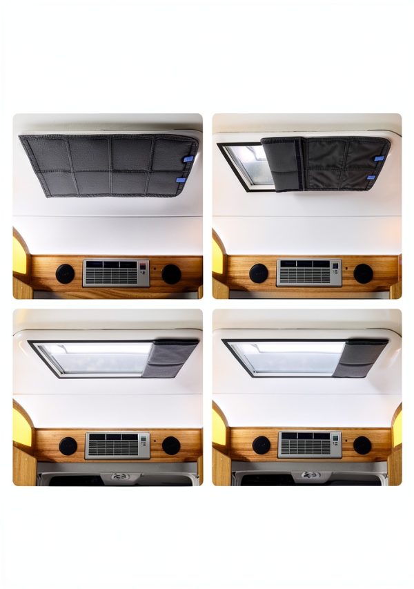 RV Skylight Window Shade funomo Magnetic Collapsible Black 23.25x15.25-2